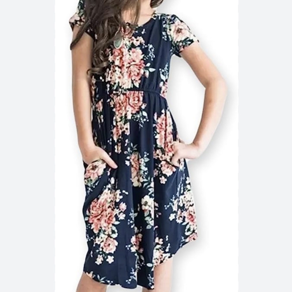 21 Kids Blue Floral Dress